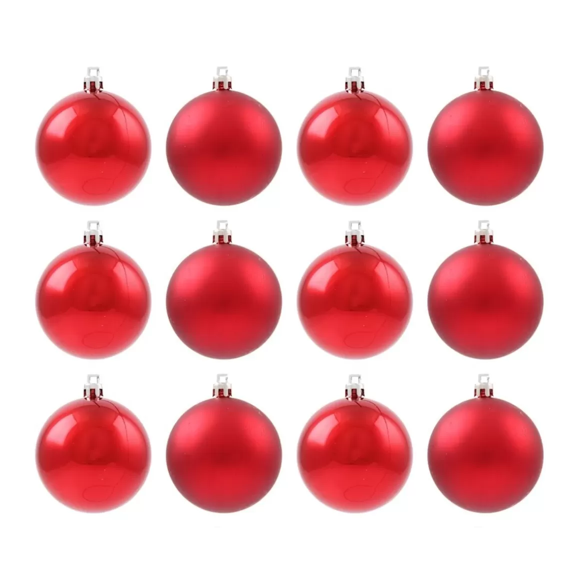 It's all about Christmas Christmas Baubles By Colour | Plastic Christmas Baubles-12 Shatterproof Christmas Baubles Red 7 Cm