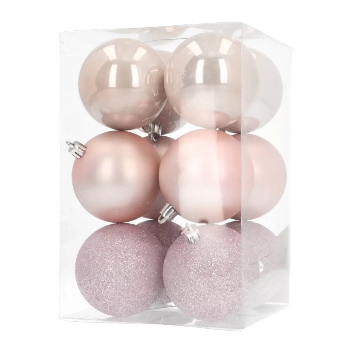 It's all about Christmas Plastic Christmas Baubles | Christmas Bauble Sets-12 Shatterproof Christmas Baubles Soft Pink 7 Cm