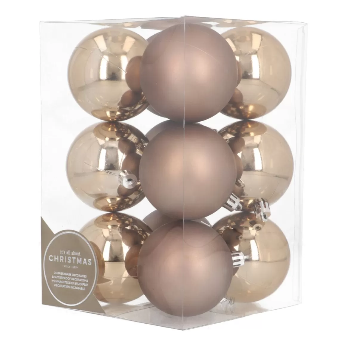 It's all about Christmas Christmas Bauble Sets-12 Shatterproof Christmas Baubles Taupe 7 Cm