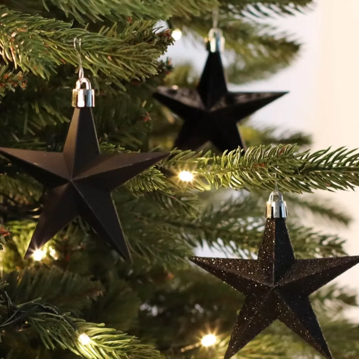 It's all about Christmas Do It Yourself | Plastic Christmas Baubles-12 Shatterproof Christmas Stars Black 10 Cm