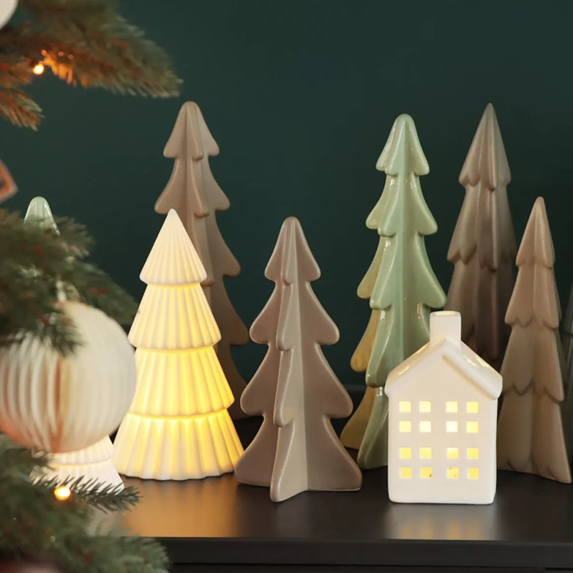 It's all about Christmas All Christmas Decorations | Christmas Trees-3D Porcelain Christmas Tree | Taupe | 22 Cm