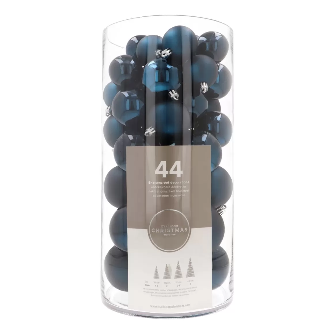 It's all about Christmas Christmas Baubles By Colour | Plastic Christmas Baubles-44 Dark Blue Christmas Baubles In Storage Tube