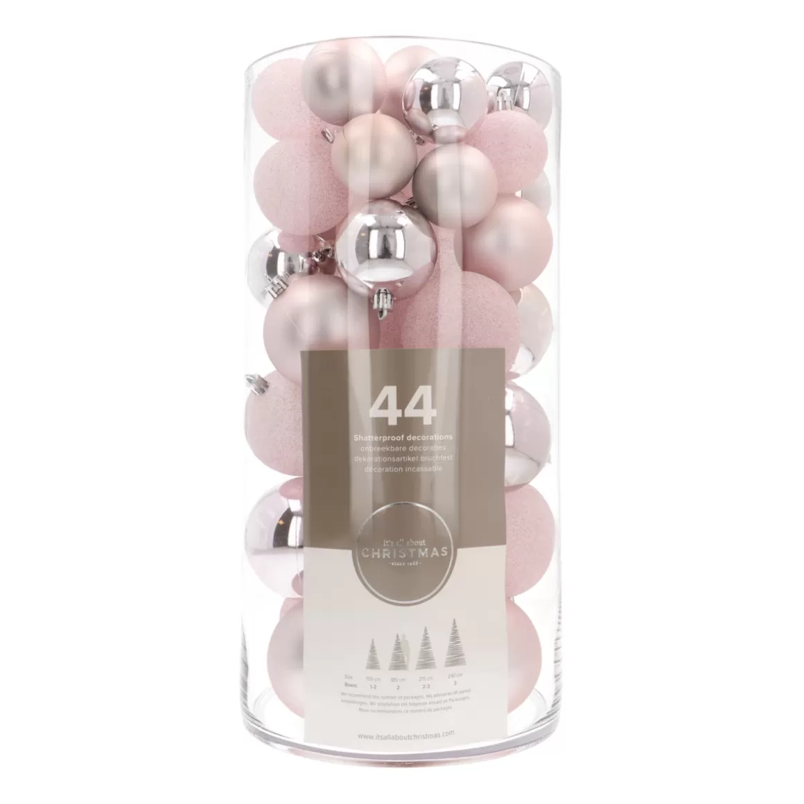 It's all about Christmas Plastic Christmas Baubles | Christmas Bauble Sets-44 Pink Christmas Baubles In Storage Tube