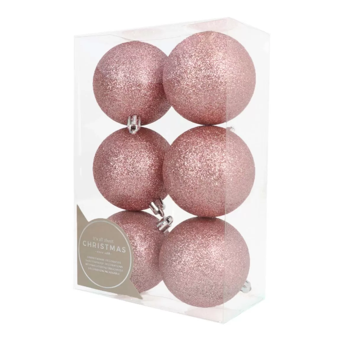 It's all about Christmas Christmas Bauble Sets-6 Shatterproof Baubles | Antique Pink | 7 Cm