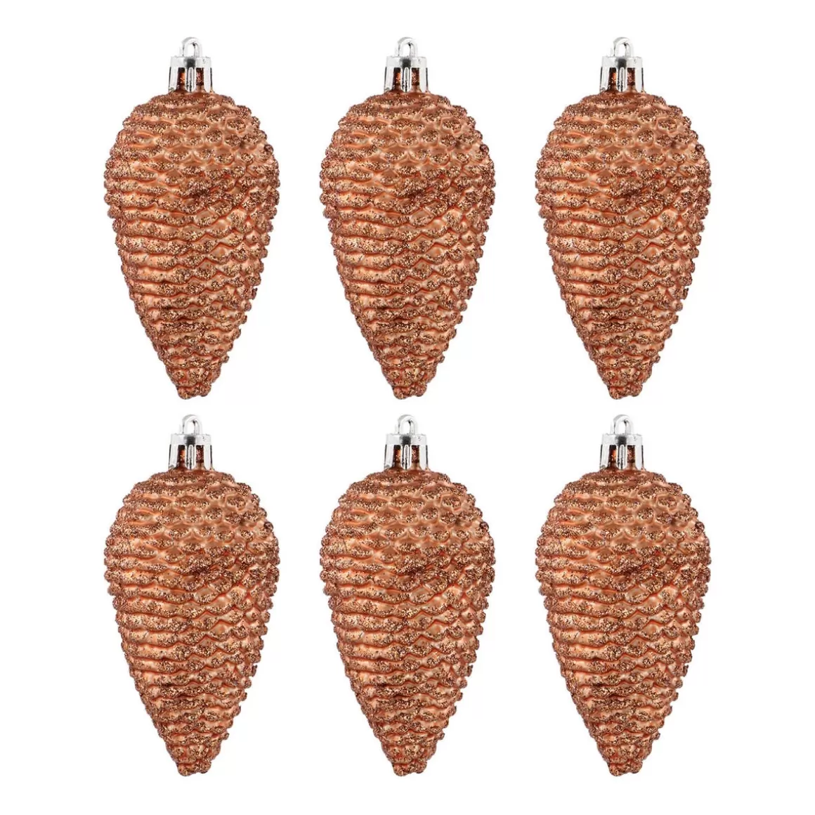 It's all about Christmas Christmas Ornaments-6 Shatterproof Pine Cones 9cm Copper