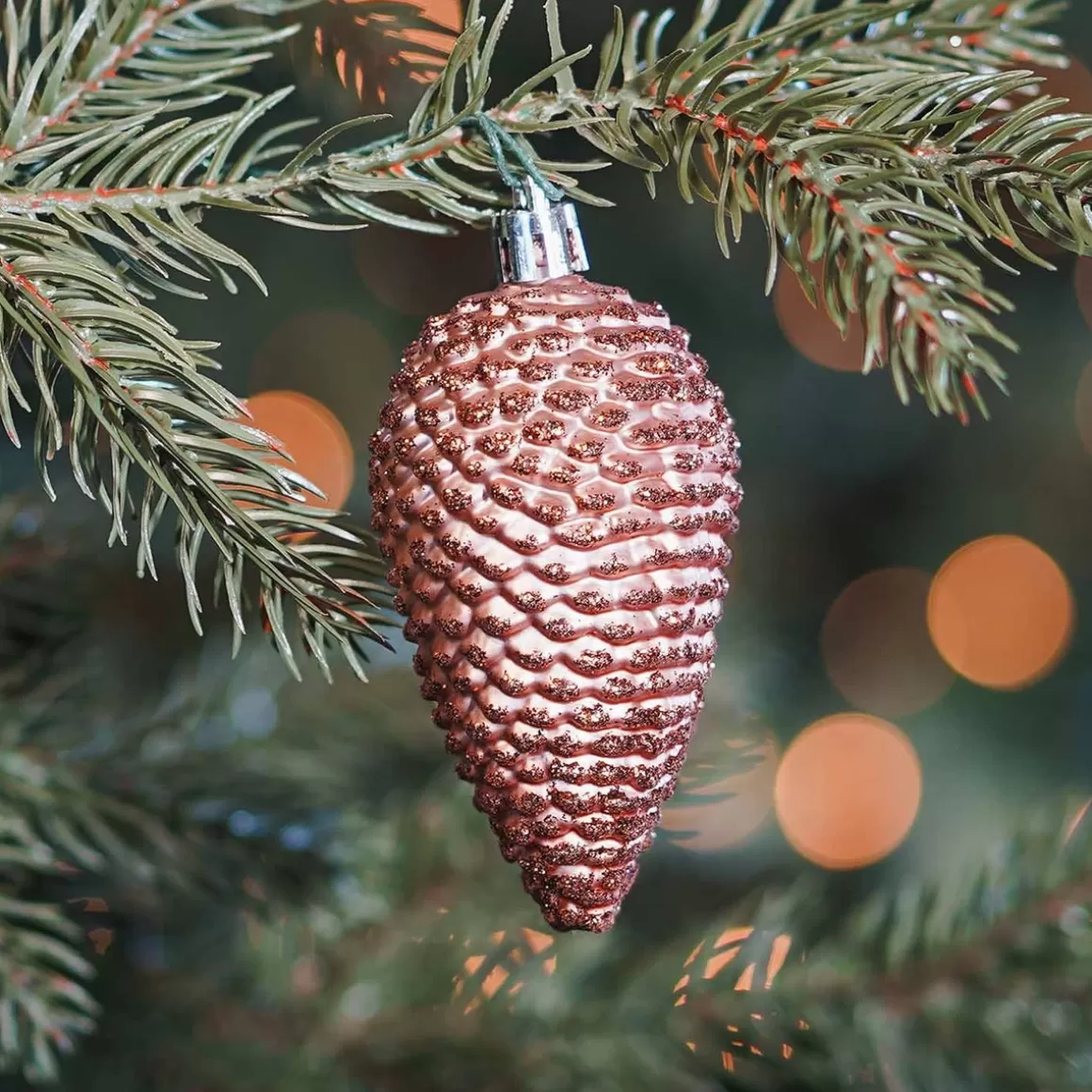 It's all about Christmas Christmas Ornaments-6 Shatterproof Pine Cones 9cm Copper