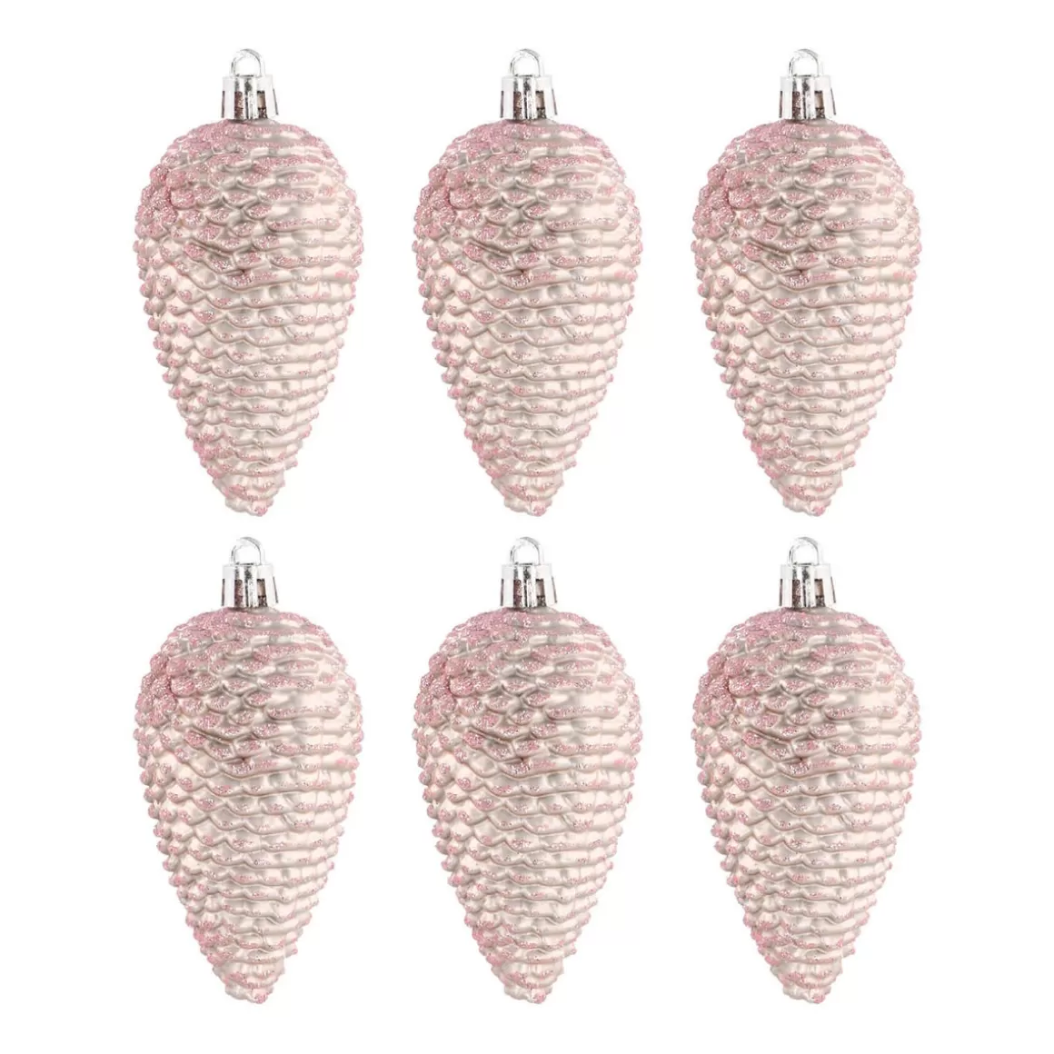 It's all about Christmas Christmas Ornaments-6 Shatterproof Pine Cones 9cm Pink