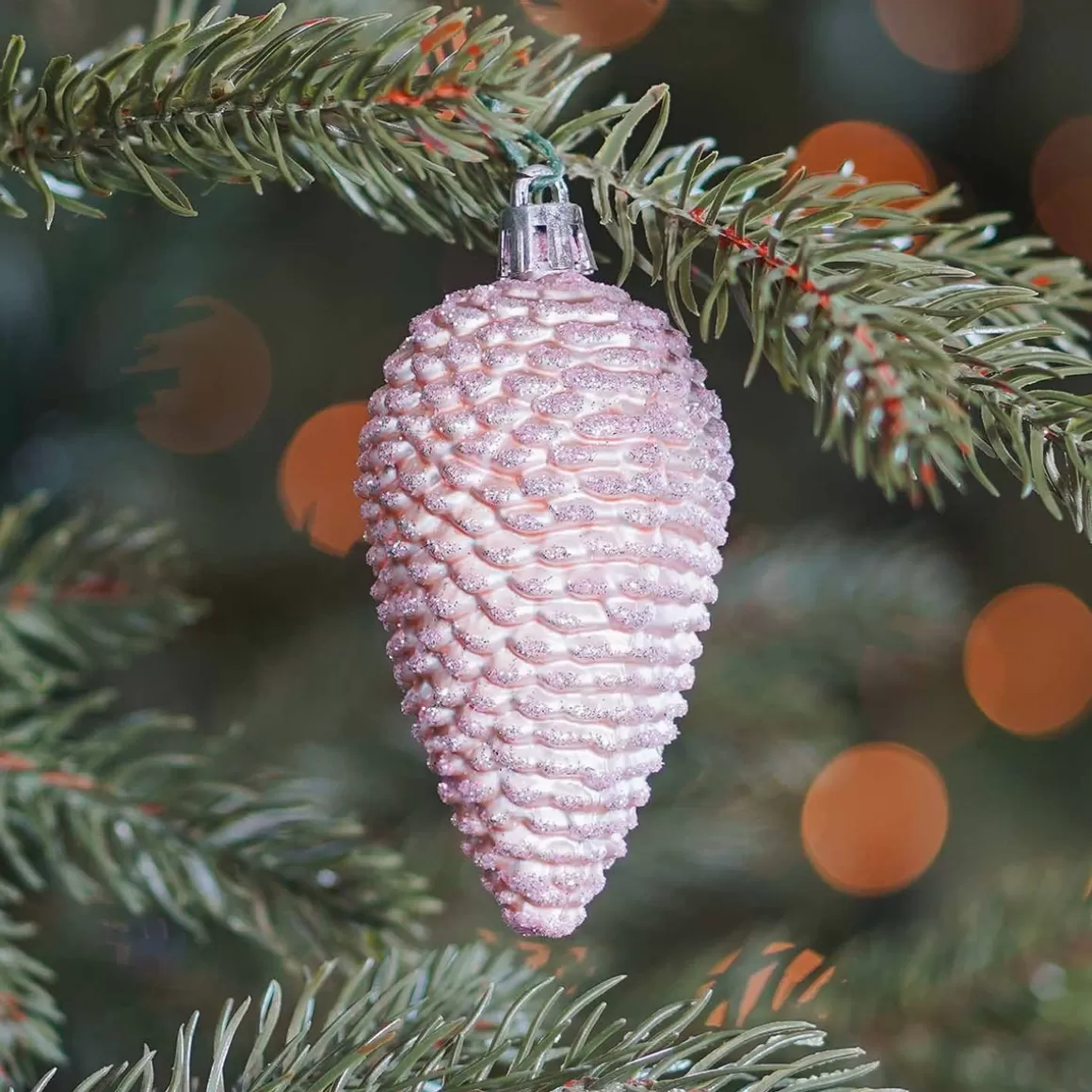 It's all about Christmas Christmas Ornaments-6 Shatterproof Pine Cones 9cm Pink