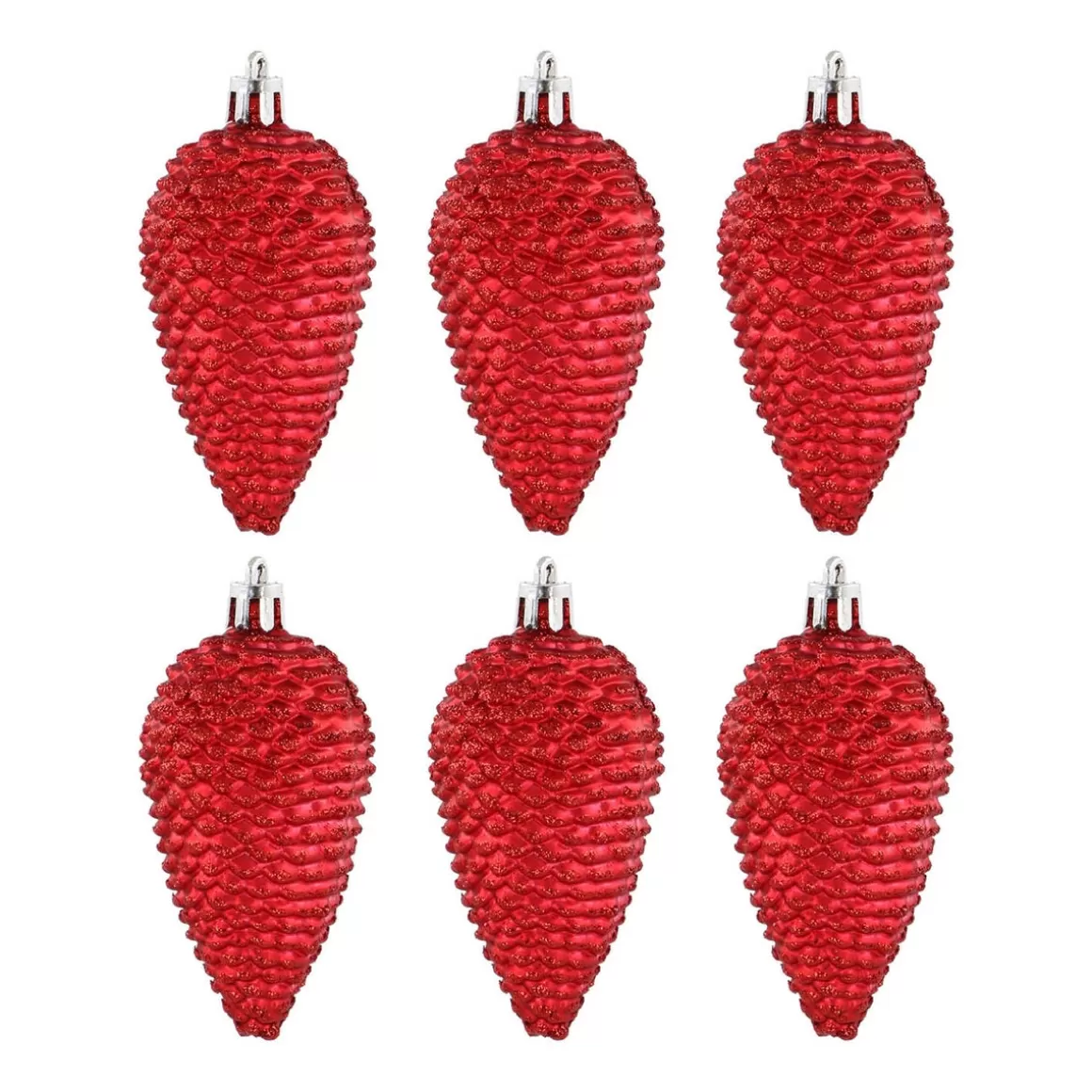 It's all about Christmas Christmas Ornaments-6 Shatterproof Pine Cones 9cm Red