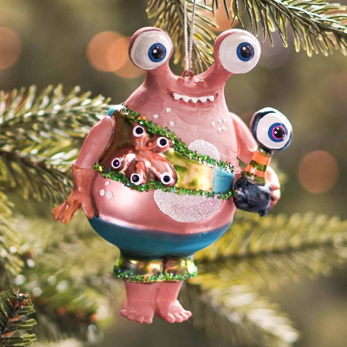 It's all about Christmas Christmas Ornaments-Alien Monster Christmas Ornament | Glass | Multi | 12cm