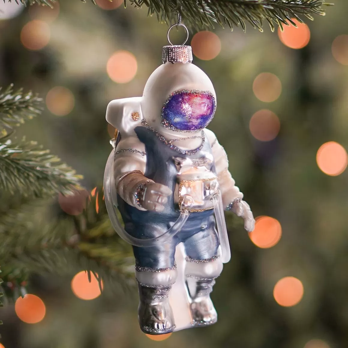 It's all about Christmas Christmas Ornaments-Astronaut Christmas Ornament | Glass | Silver | 14cm