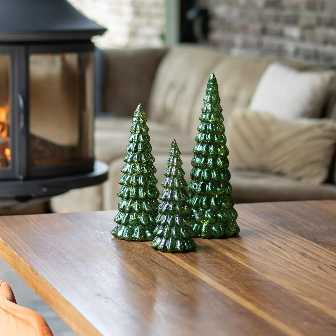 It's all about Christmas Christmas Trees | Christmas Figurines-Atmospheric Deep Green LED Christmas Tree With Embossed Design