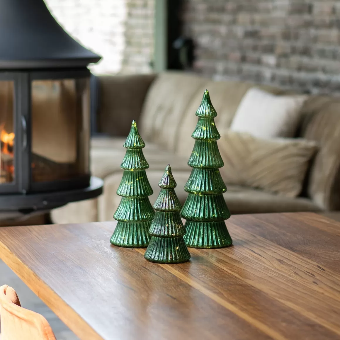 It's all about Christmas Christmas Trees | Christmas Figurines-Atmospheric Deep Green LED Christmas Tree With Layered Design