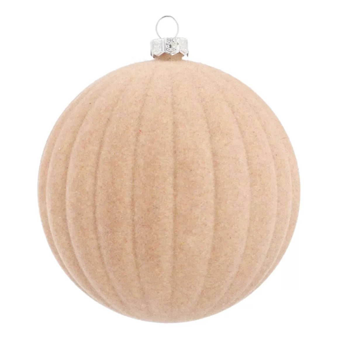 It's all about Christmas Plastic Christmas Baubles-Beige Velvet Christmas Bauble With Relief