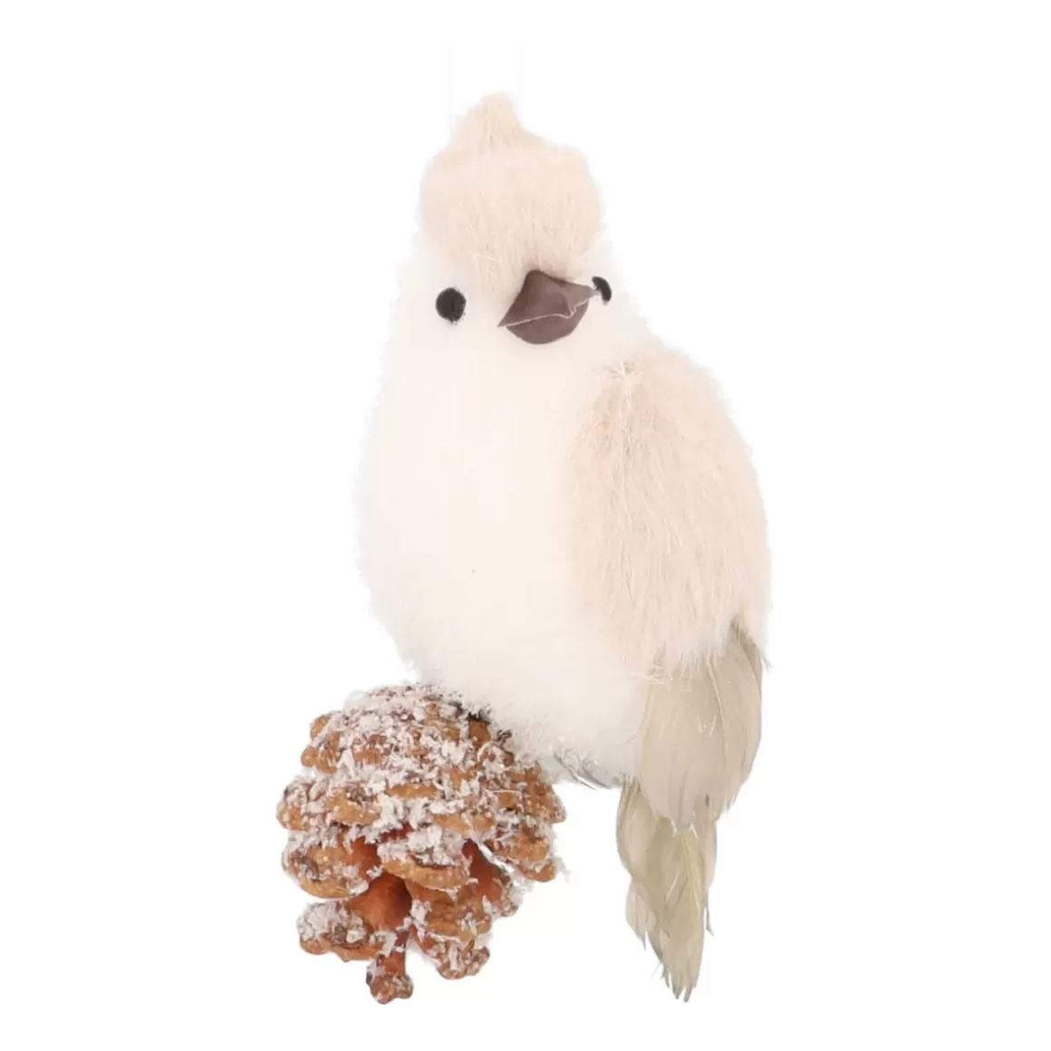 It's all about Christmas Christmas Ornaments-Bird On Cone Hanging Ornament 12cm Beige