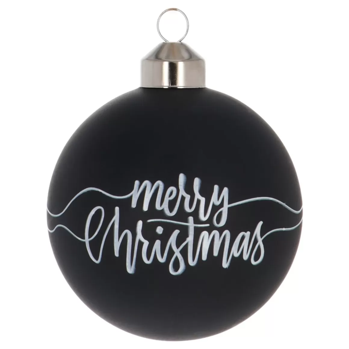 It's all about Christmas Glass Christmas Baubles-Black Christmas Bauble With 'Merry Christmas' Text