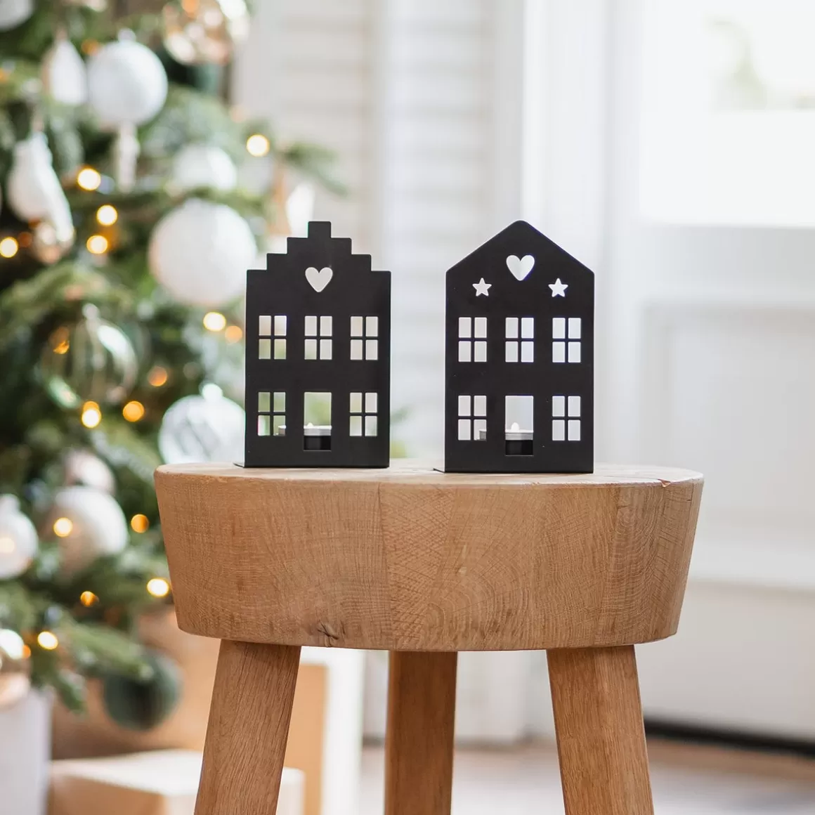 It's all about Christmas Home Accessories For Christmas | Candles-Black House With Tealight Holder