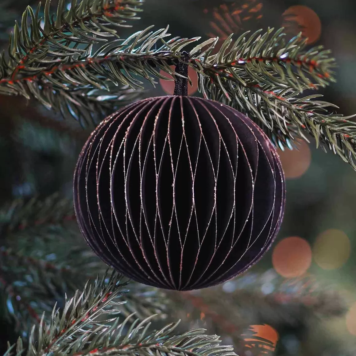 It's all about Christmas Christmas Ornaments | Paper Christmas Baubles-Black Paper Christmas Bauble 8 Cm