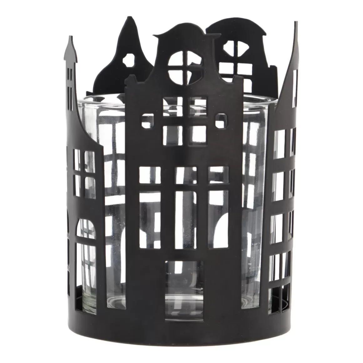 It's all about Christmas Home Accessories For Christmas | Candles-Black Tealight Holder With Canal Houses