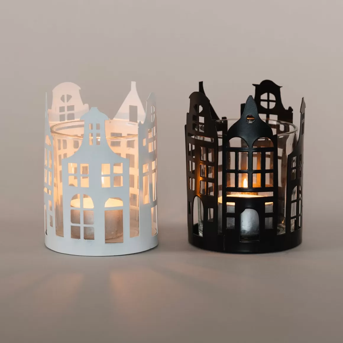 It's all about Christmas Home Accessories For Christmas | Candles-Black Tealight Holder With Canal Houses