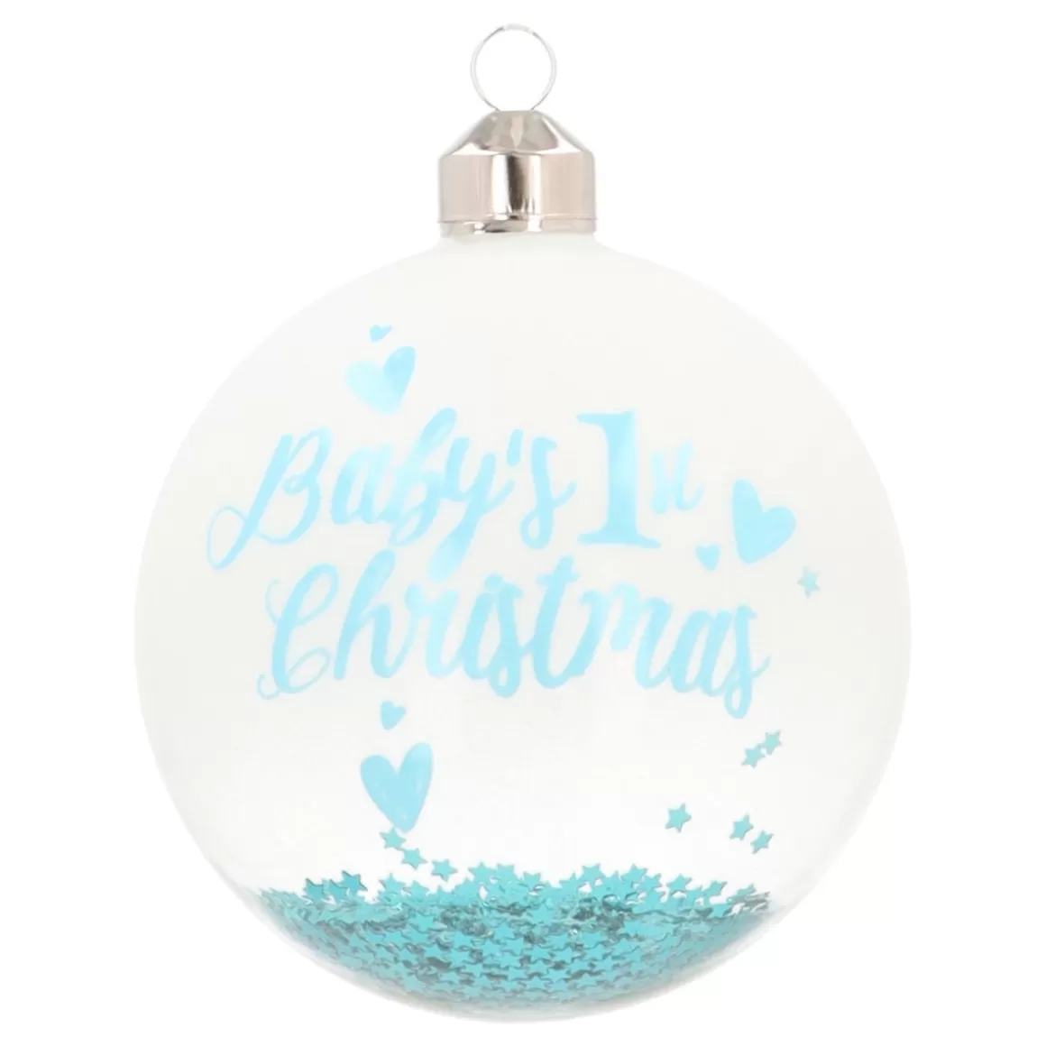 It's all about Christmas Christmas Baubles By Colour | Glass Christmas Baubles-Blue Christmas Bauble 'Baby's First Christmas'