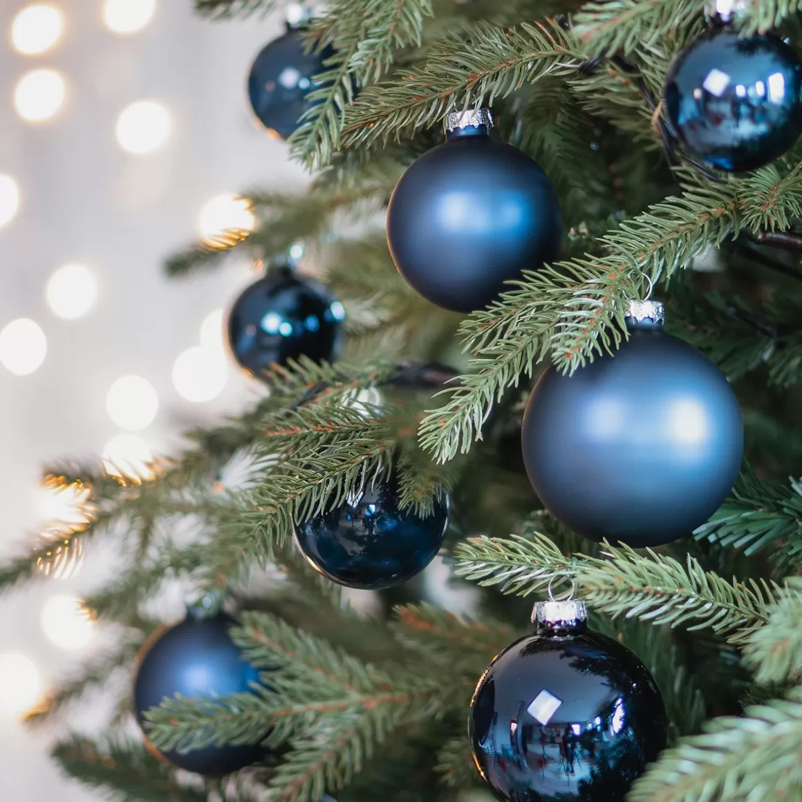 It's all about Christmas Christmas Baubles By Colour | Glass Christmas Baubles-Bold Denim Blue Bauble Set 44 Pieces In A Handy Box