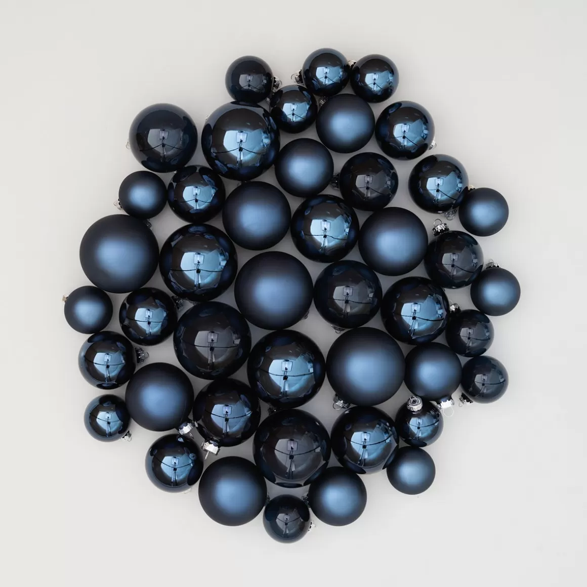 It's all about Christmas Christmas Baubles By Colour | Glass Christmas Baubles-Bold Denim Blue Bauble Set 44 Pieces In A Handy Box