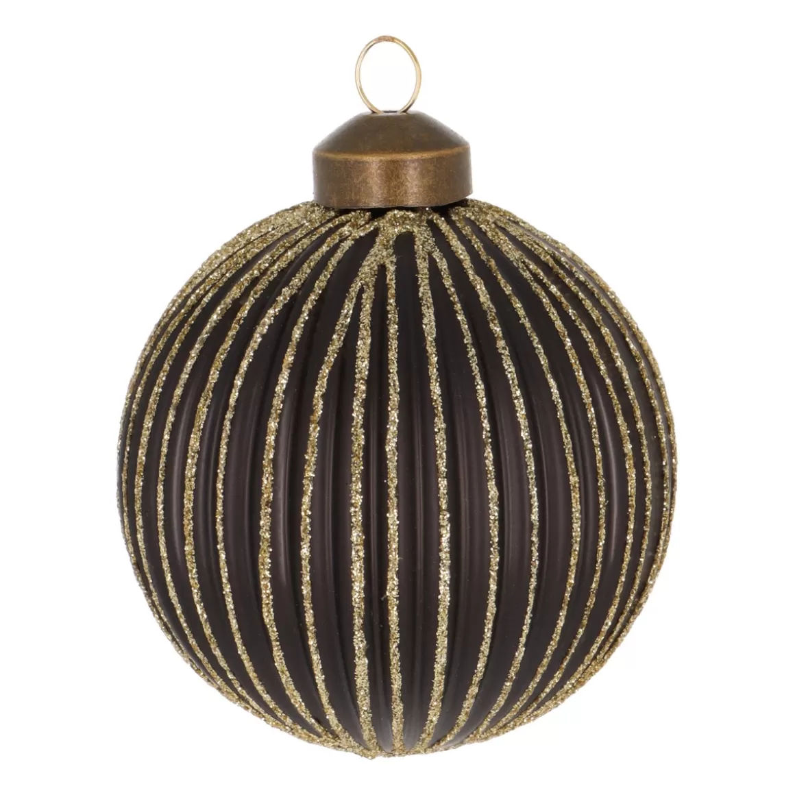 It's all about Christmas Christmastree Decorations Glass | Luxury Christmas Baubles-Bold Matte Black Christmas Bauble With Gold Glitters