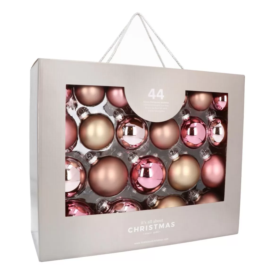 It's all about Christmas Christmas Baubles By Colour-Box Of 44 Baubles Antique Pink Mix | Glass | 5-8 Cm