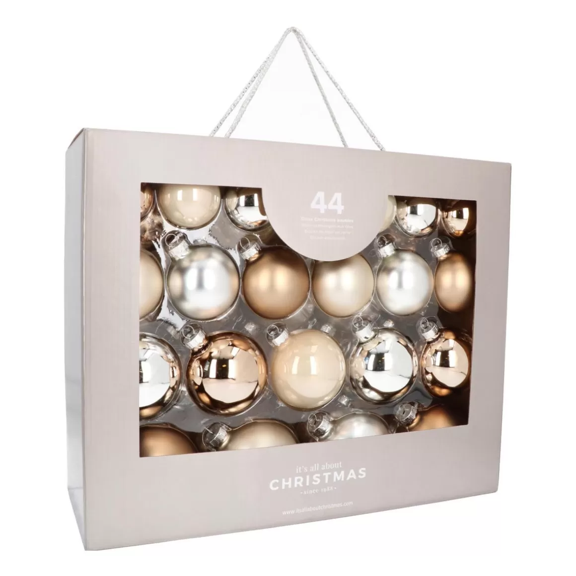 It's all about Christmas Christmas Baubles By Colour | Glass Christmas Baubles-Box Of 44 Baubles Home Sweet Home Mix | Glass | 5-8 Cm