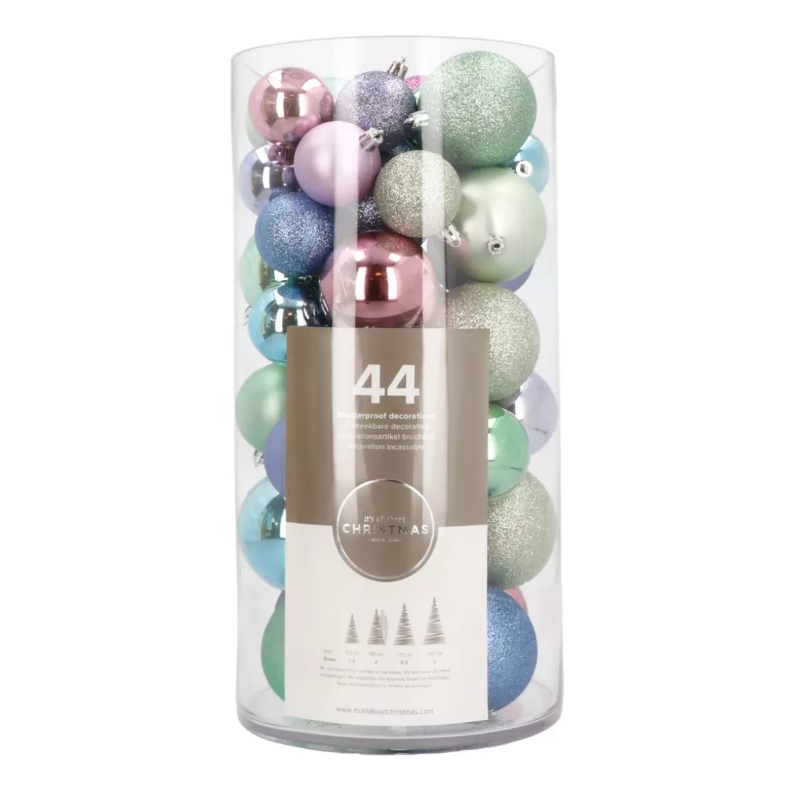 It's all about Christmas Christmas Baubles By Colour | Plastic Christmas Baubles-Box Of 44 Baubles Pastel Mix | Shatterproof | 5-8 Cm