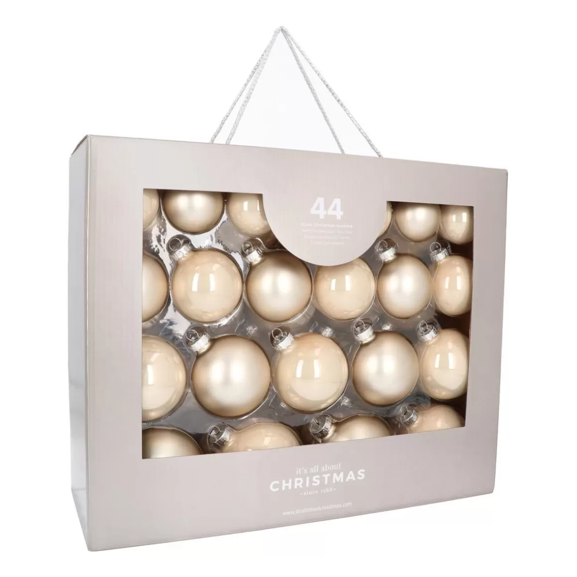 It's all about Christmas Christmas Baubles By Colour | Glass Christmas Baubles-Box Of 44 Champagne Baubles | Glass | 5-8 Cm