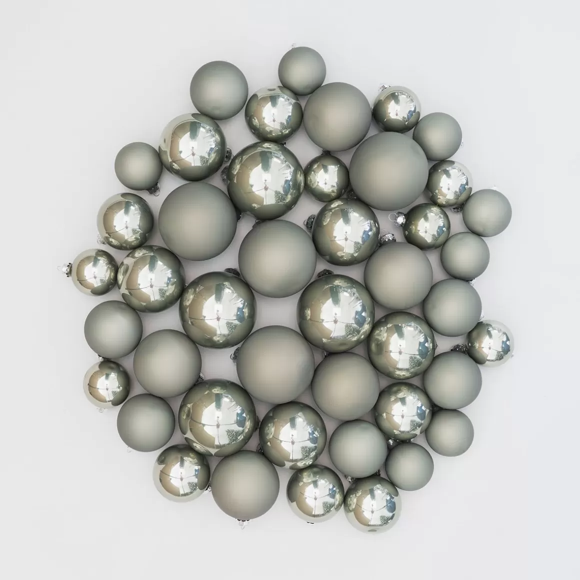 It's all about Christmas Christmas Baubles By Colour | Glass Christmas Baubles-Box Of 44 Cottage Green Baubles | Glass | 5-8 Cm