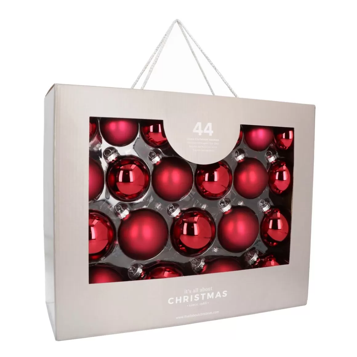 It's all about Christmas Christmas Baubles By Colour | Glass Christmas Baubles-Box Of 44 Dark Red Baubles | Glass | 5-8 Cm