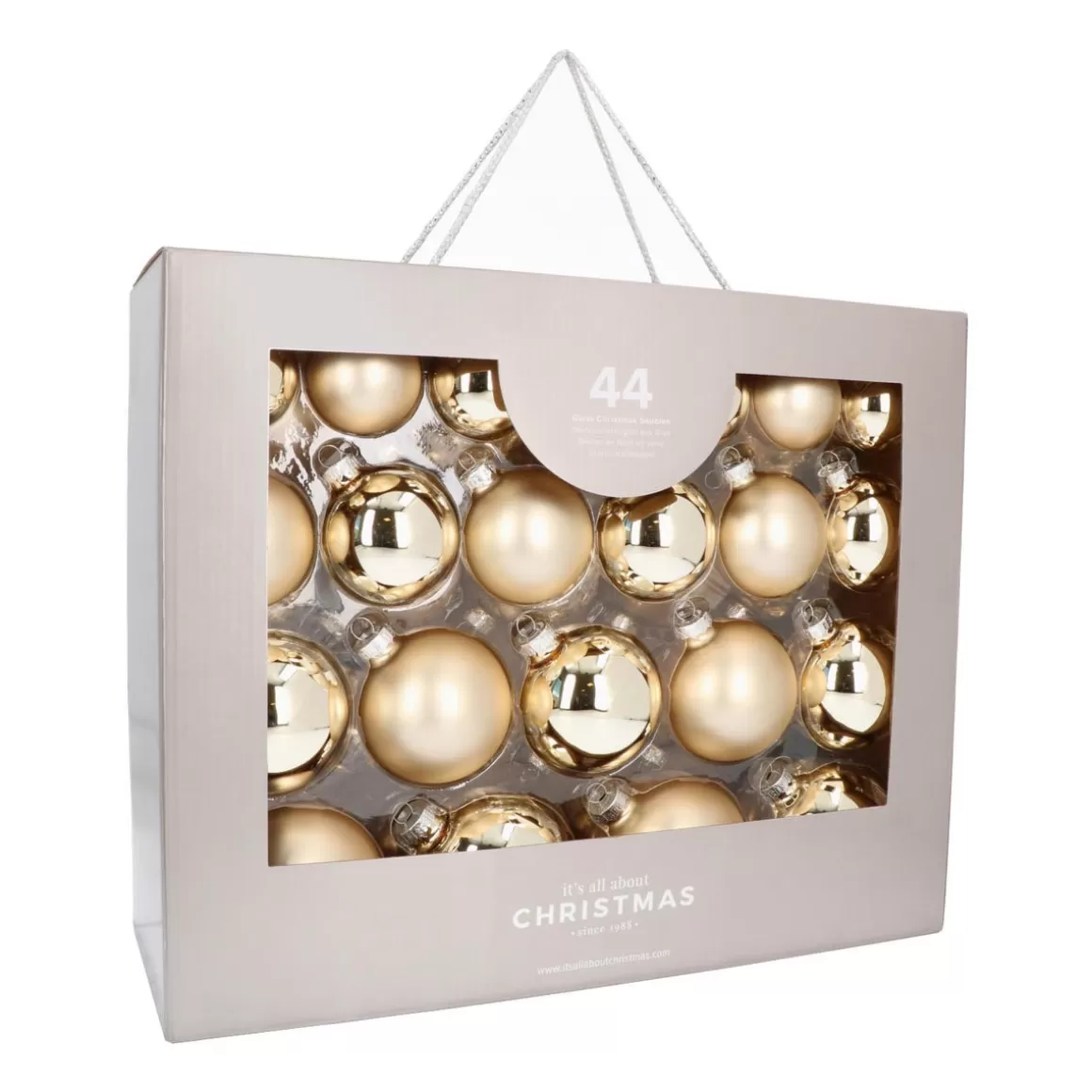 It's all about Christmas Christmas Baubles By Colour | Glass Christmas Baubles-Box Of 44 Light Gold Baubles | Glass | 5-8 Cm