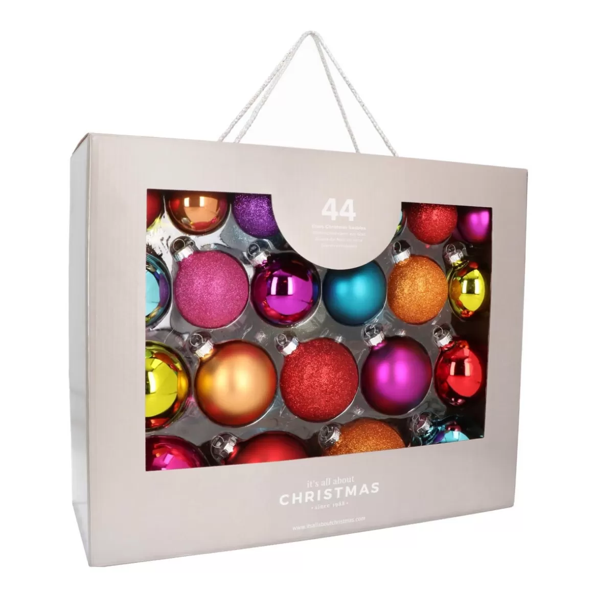 It's all about Christmas Christmas Baubles By Colour | Glass Christmas Baubles-Box Of 44 Multicolour Baubles | Glass | 5-8 Cm