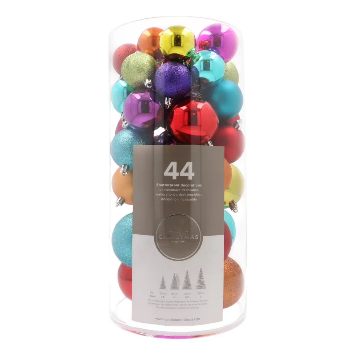 It's all about Christmas Christmas Baubles By Colour | Christmas Bauble Sets-Box Of 44 Multicolour Baubles | Shatterproof | 5-8 Cm