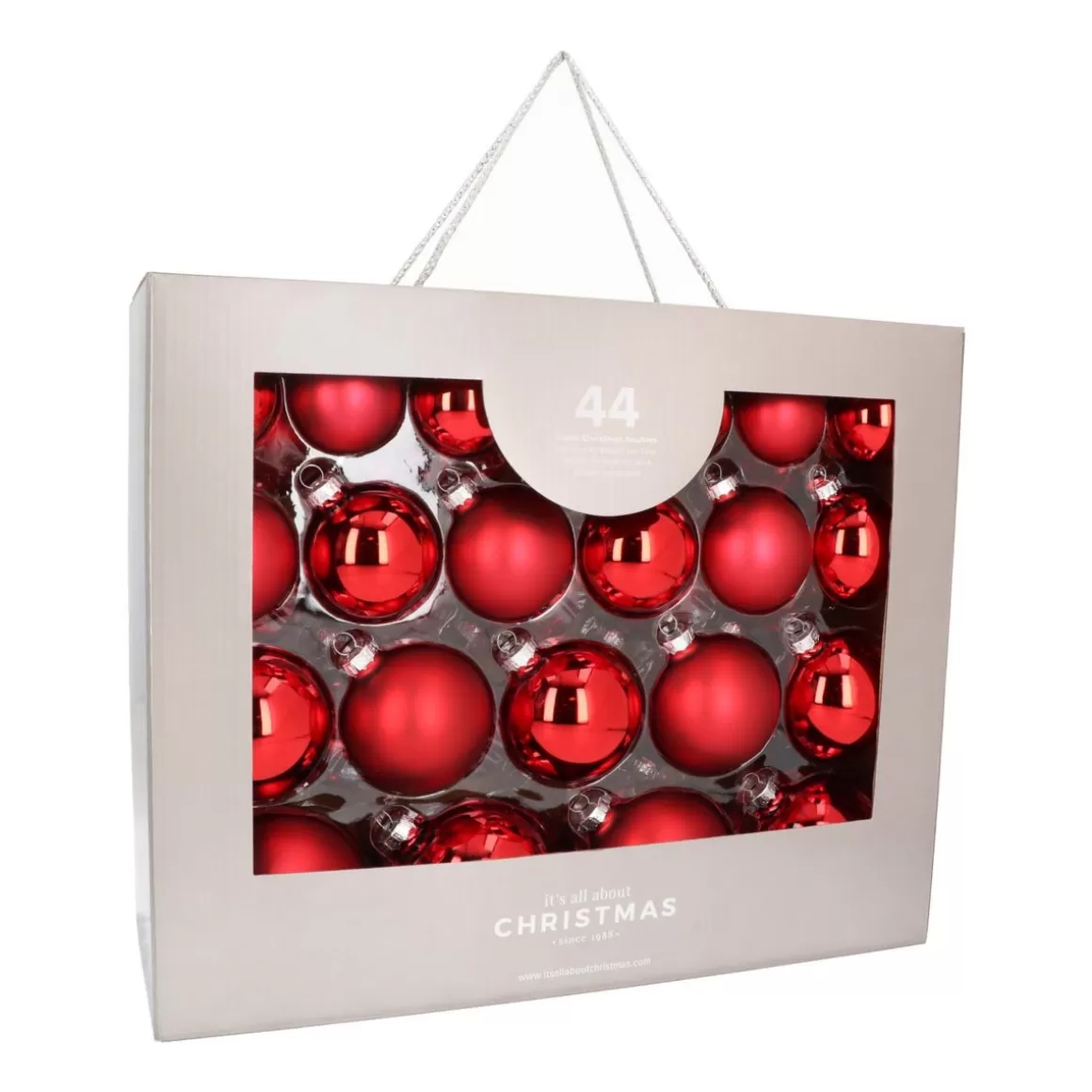 It's all about Christmas Christmas Baubles By Colour-Box Of 44 Red Baubles | Glass | 5-8 Cm