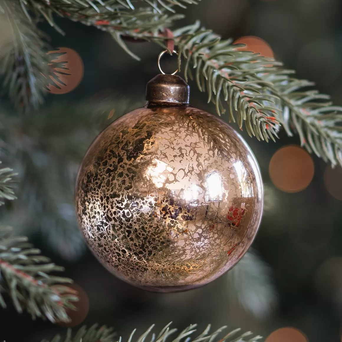 It's all about Christmas Christmastree Decorations Glass | Extraordinary Baubles-Bronze Christmas Bauble With Vintage Crackle