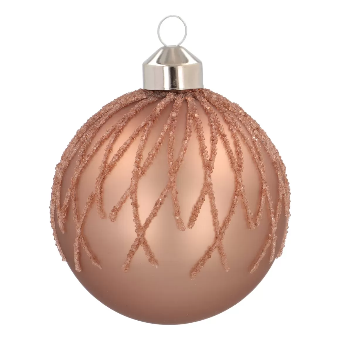 It's all about Christmas Christmas Baubles By Colour | Glass Christmas Baubles-Brown Christmas Bauble With Dewdrop Stripes