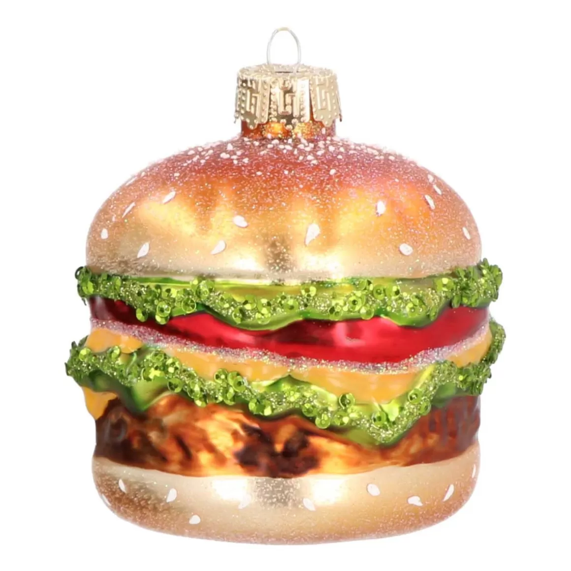 It's all about Christmas Christmas Ornaments-Burger Glass Hanging Figurine 9cm Gold