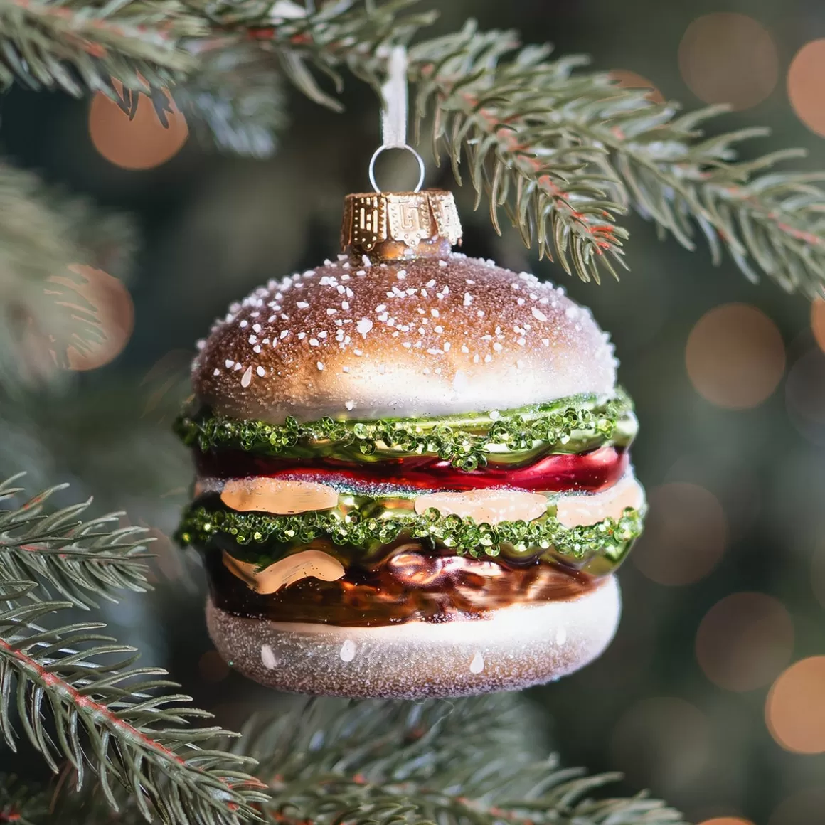 It's all about Christmas Christmas Ornaments-Burger Glass Hanging Figurine 9cm Gold