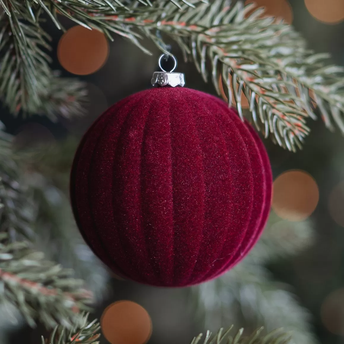 It's all about Christmas Christmas Baubles By Colour-Burgundy Red Velvet Christmas Bauble With Relief