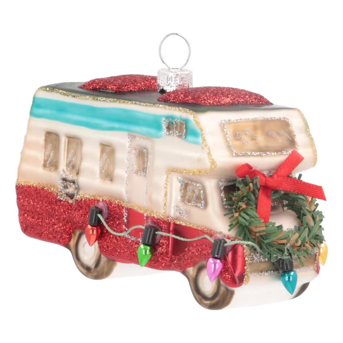 It's all about Christmas Christmas Ornaments-Camper Van Ornament, Glass, Red, 11cm/4.5in