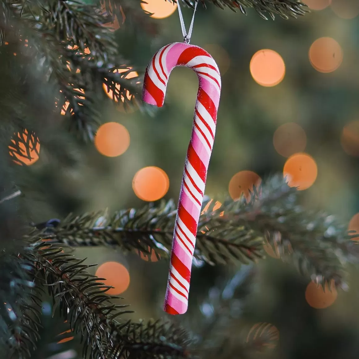 It's all about Christmas Christmas Ornaments-Candy Cane Christmas Ornament | Red-white-pink | Handmade | 14 Cm