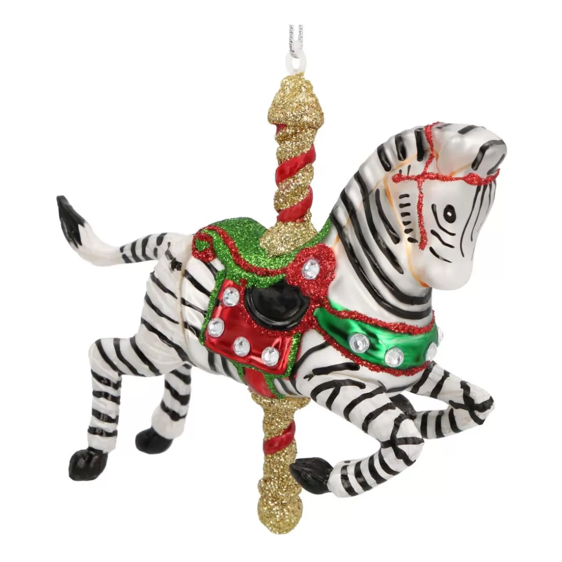 It's all about Christmas Christmas Ornaments-Carousel Zebra Christmas Ornament | Glass | 10 Cm