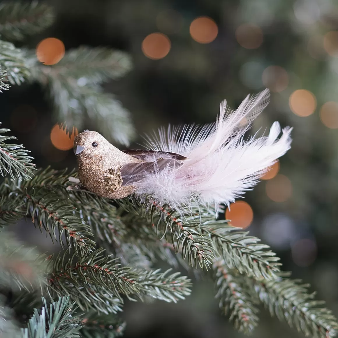 It's all about Christmas Clip On Tree Decorations-Champagne Bird With Glitter On A Stylish Clip