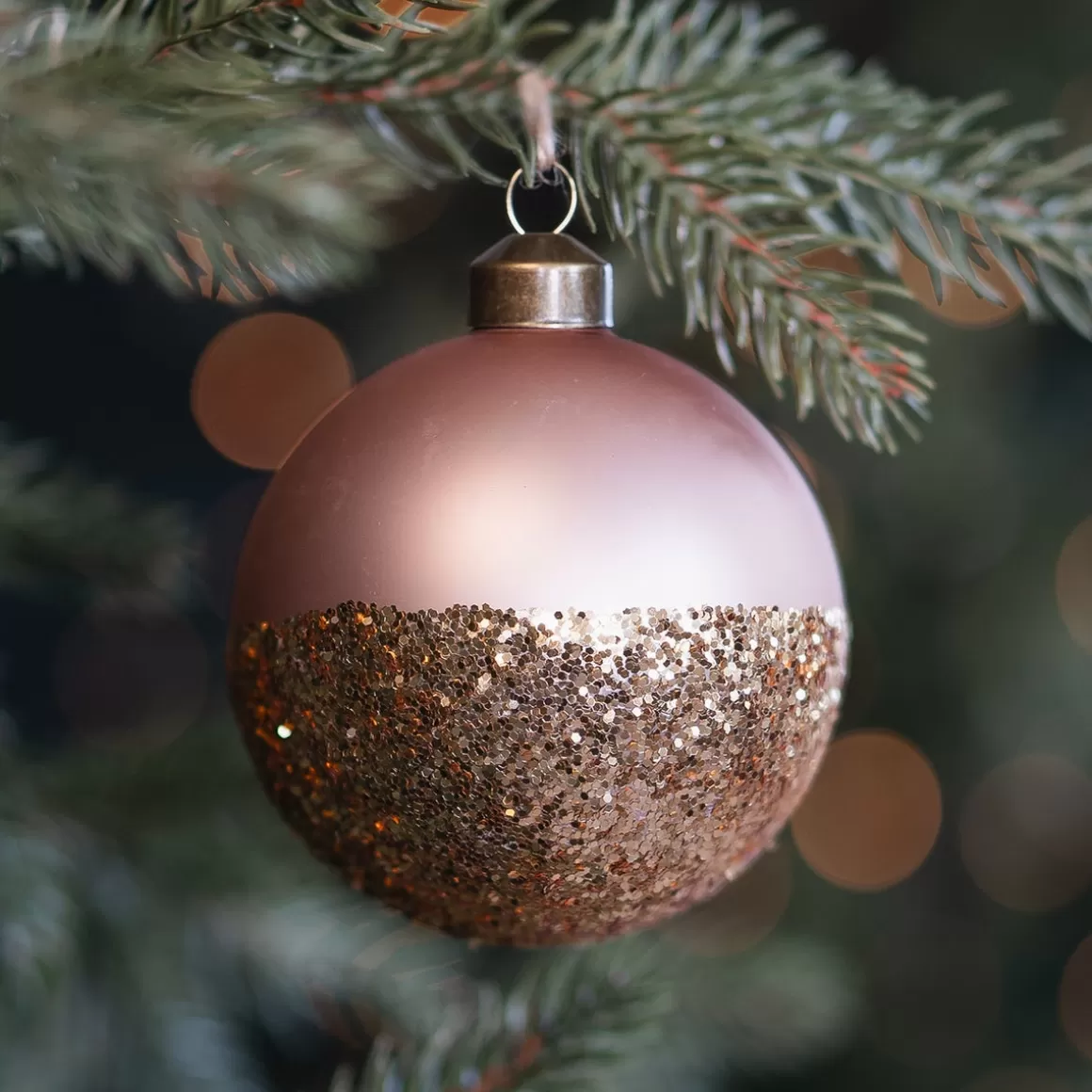 It's all about Christmas Christmastree Decorations Glass | Extraordinary Baubles-Champagne Christmas Bauble With Glitter Dip