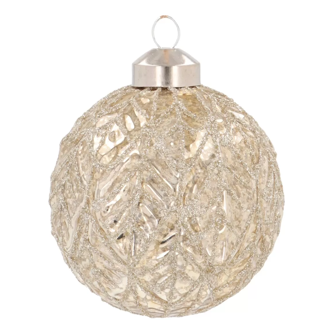 It's all about Christmas Extraordinary Baubles | Christmas Baubles By Colour-Champagne Christmas Bauble With Leaf Vein Relief