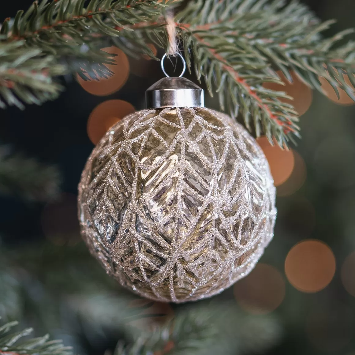 It's all about Christmas Extraordinary Baubles | Christmas Baubles By Colour-Champagne Christmas Bauble With Leaf Vein Relief